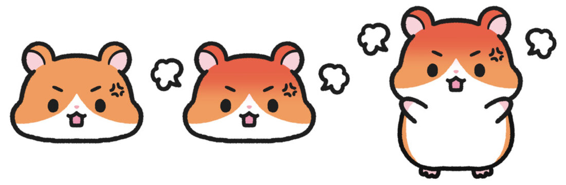怒っているハムスターのイラストセット
