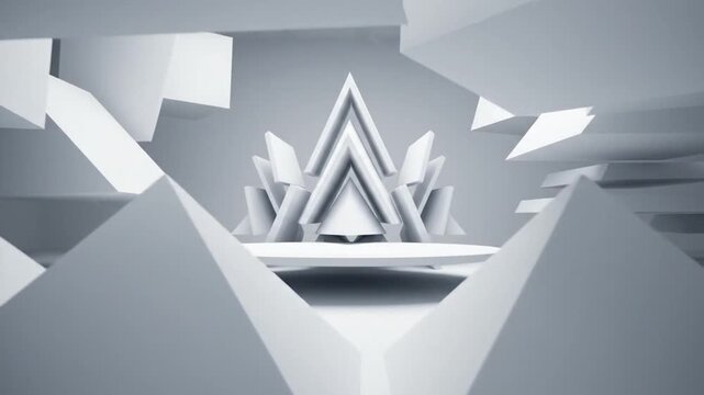 Abstract geometric tunnel with futuristic crystal formation