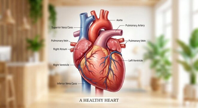 Anatomical Diagram of a Healthy Human Heart
