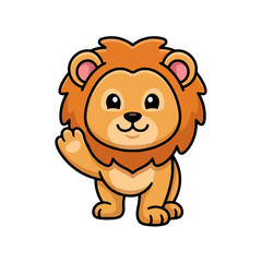 Fototapeta premium A cute cartoon lion waving its paw in a friendly manner