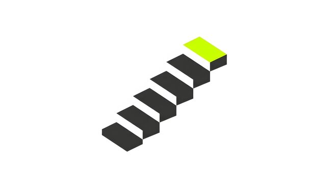 Isometric stairs with highlighted top step symbolizing progress success achievement and career growth
