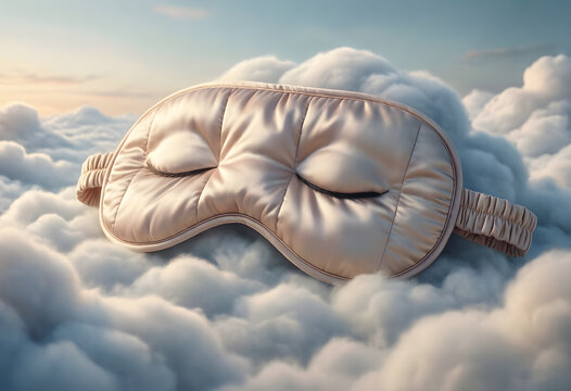 Quilted sleeping mask resting on fluffy clouds