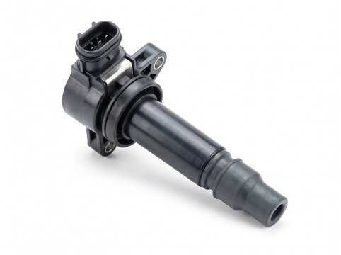 Automotive ignition coil isolated on a white background