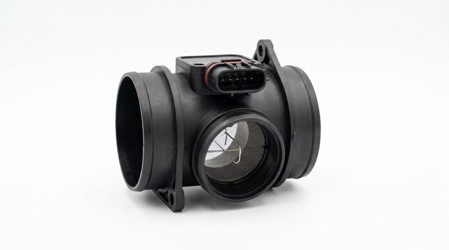 Black plastic mass airflow sensor for automotive engine intake