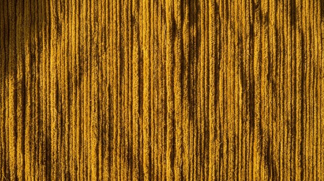 Aerial View of Golden Harvested Crop Field with Parallel Machine Lines and Natural Textured Soil Pattern in Agriculture Farm