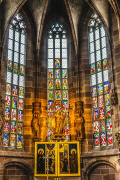 Altar Stained Glass Triptych Frauenkirche Nuremberg Germany