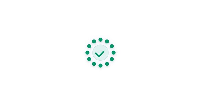 Spinning dots loading icon on white background, technology concept