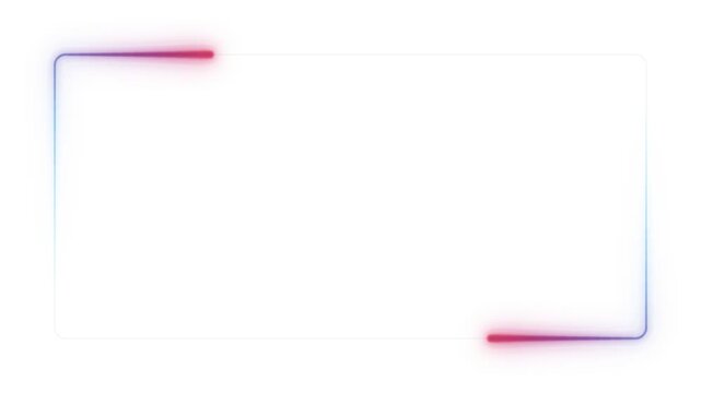 Empty glowing neon rectangle frame with gradient light on white background