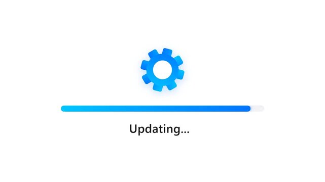 Loading bar and gear icon indicating system update progress