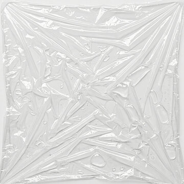 Plastic Wrap Overlay bubbled film with trapped air pockets, plastic wrap effect for photo and poster design, cellophane texture, transparent background, digital design resource for creative projects