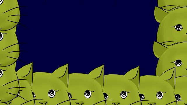 Cute ginger cat head moving on isolated background loop