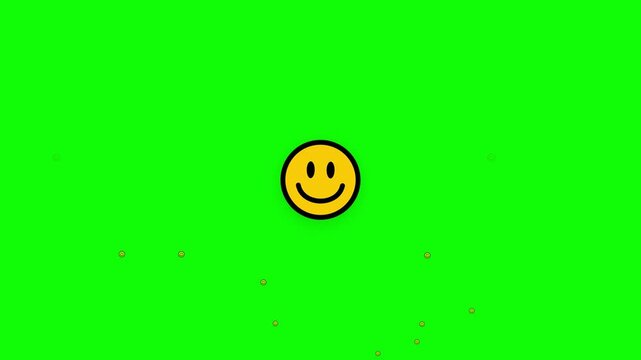 Classic Yellow Smiley Face Icon Animation on Green Screen Background