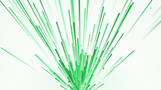 Abstract green lines exploding from a central point on a white background
