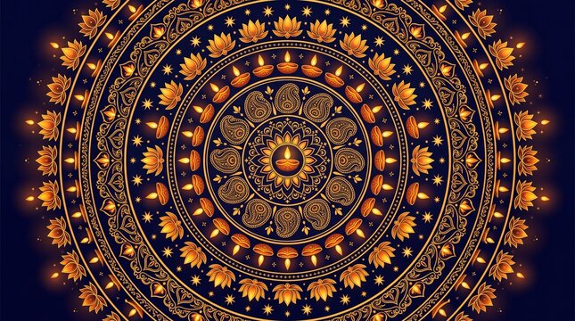 Diwali festival of lights vektor golden circular mandala