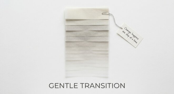 Minimalist Stack of Layered Tracing Paper Strips with Subtle Gradient and Tag
