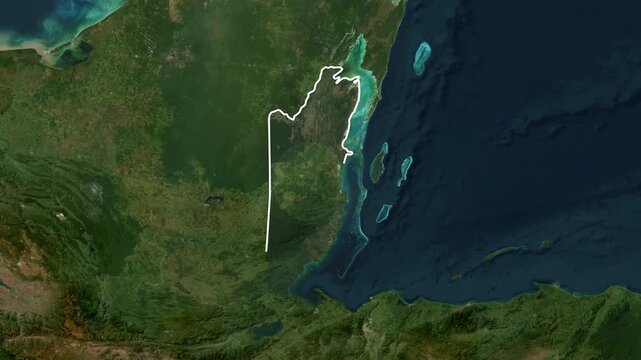 Belize Map Infographic Animation with National Flag and Glowing Border on Satellite Globe