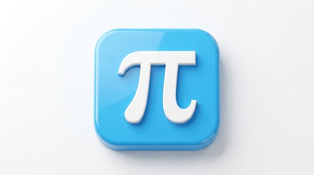 A blue square icon featuring the mathematical constant pi symbol isolated on white background