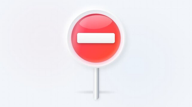Red and white stop sign prohibiting access, no entry symbol on pole