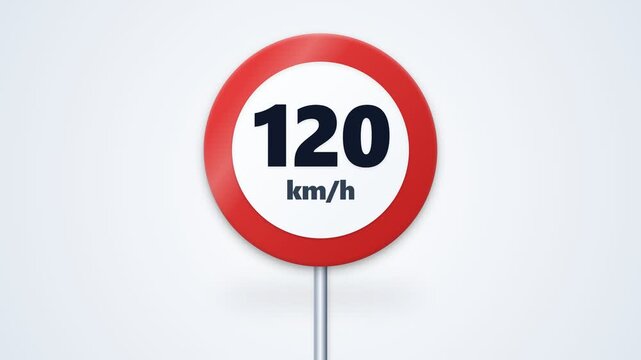 Speed limit sign for 120 kilometers per hour on a gray background