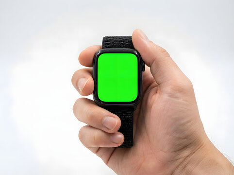 hand holding smartwatch