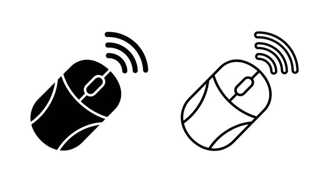 Wireless mouse icon with signal waves