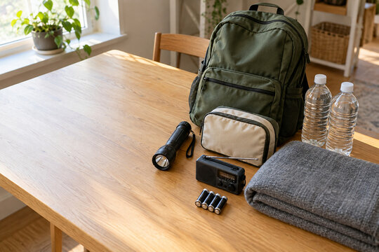 Emergency Supplies on Apartment Table
