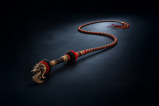 Elegant traditional Javanese kuda lumping ceremonial whip