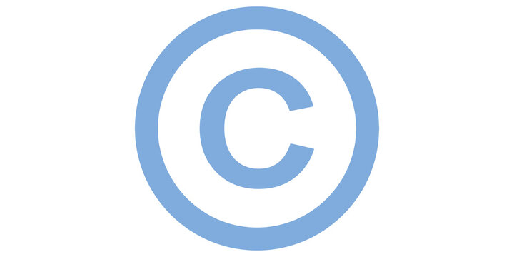 Light blue copyright symbol graphic design representing intellectual property and exclusive legal rights.