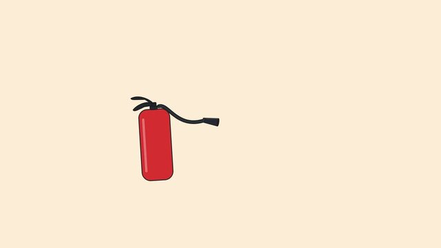 Fire extinguisher spraying foam to extinguish raging flame fire safety concept flat vector animation 4K