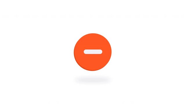 Simple orange circle with a white minus sign, isolated on white background