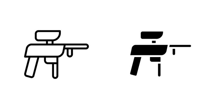 Paintball gun icon flat outline in black