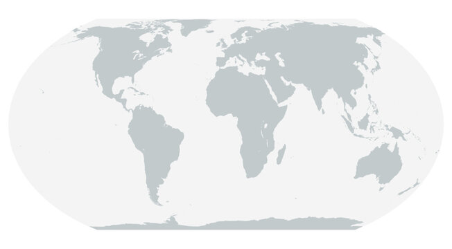 Blank Equal Earth Projection World Map Silhouette Vector Illustration