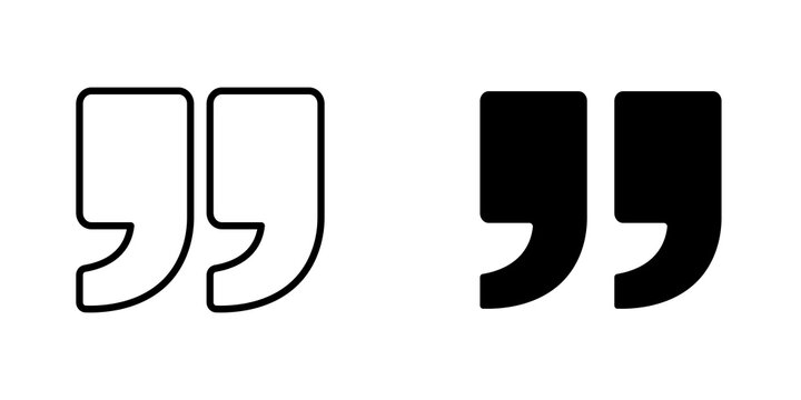 Quote right icon flat outline in black