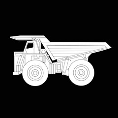 Dump truck black white design vector,dumper truck black and white image,big dump truck stock vector,dump truck black white illustration ,dump truck black white background  © Hari