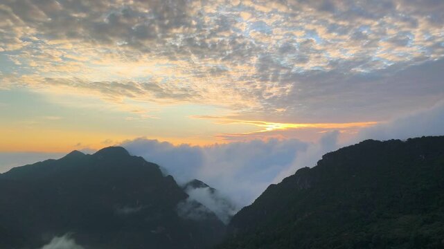 A magnificent sky view at Ban Pha Hi, Chiang Rai Province, in the morning