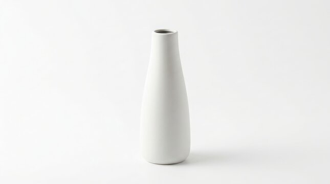 Minimalist white ceramic bottle vase on a plain background with minimalist decor home accessories interior design ceramic pot modern decor simple object decorative object tabletop decor