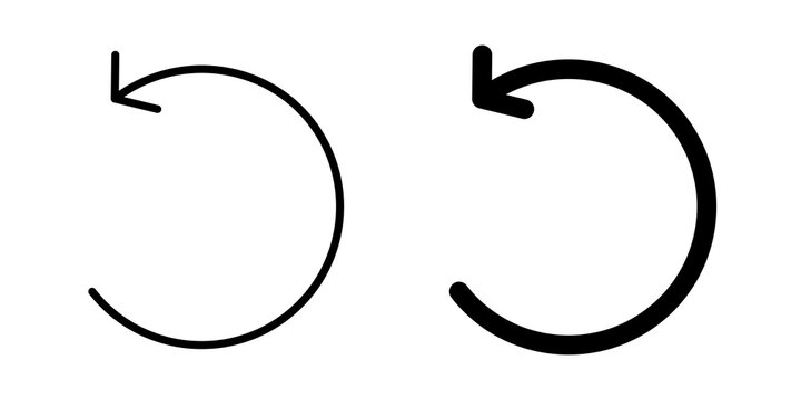 Undo icon flat outline in black