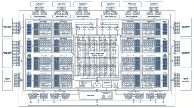 A detailed technical schematic diagram showing the architecture of a graphics processor