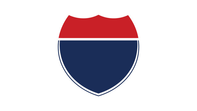 Blank interstate highway sign vector illustration with red and blue color scheme for navigation