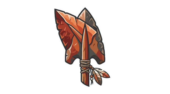 Ancient stone arrowhead vector illustration for primitive survival and tribal warrior concept isolated on white background