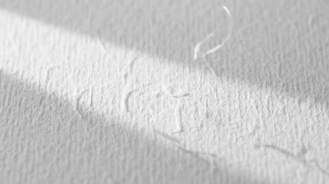Clean White Cold Press Paper Texture Background with Raking Light and Subtle Fibre Shadows, Minimal Tactile Seamless Loop