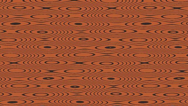 Seamless abstract pattern with concentric circles on orange background