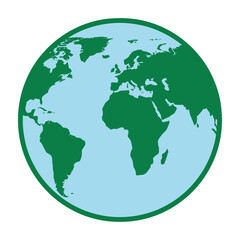 Obraz premium Green and blue earth globe illustration on white background symbolizing nature