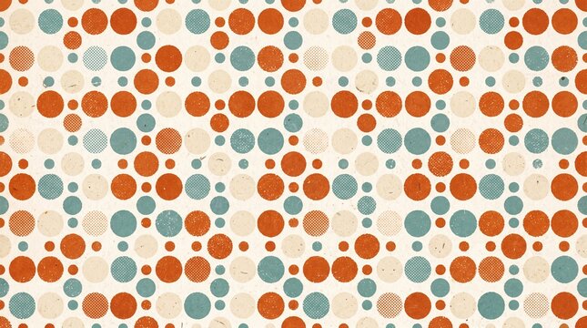Retro polka dot pattern with distressed vintage texture