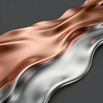 Liquid Metal Gradient Flow with Viscous Forms in Copper Rose Gold and Silver