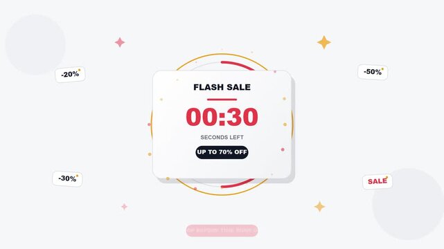 Countdown Timer UI Design for Flash Sale Promotion with Discount Percentage Labels and Modern Digital Interface Elements