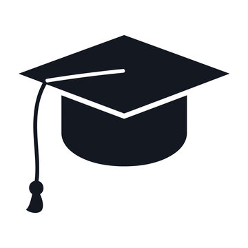 Graduation cap icon in black color