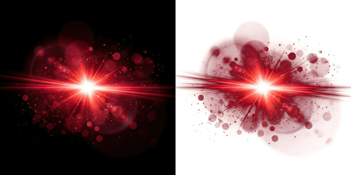 Png of red light explosion with lens flare and glowing particles isolated on transparent background