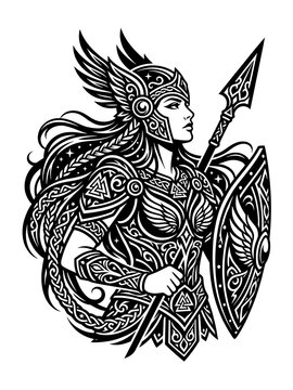 Valkyrie Norse Warrior Female Illustration