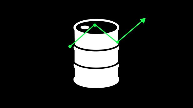 Oil price growth chart animation: rising crude oil market trends and energy commodity analysis barrel